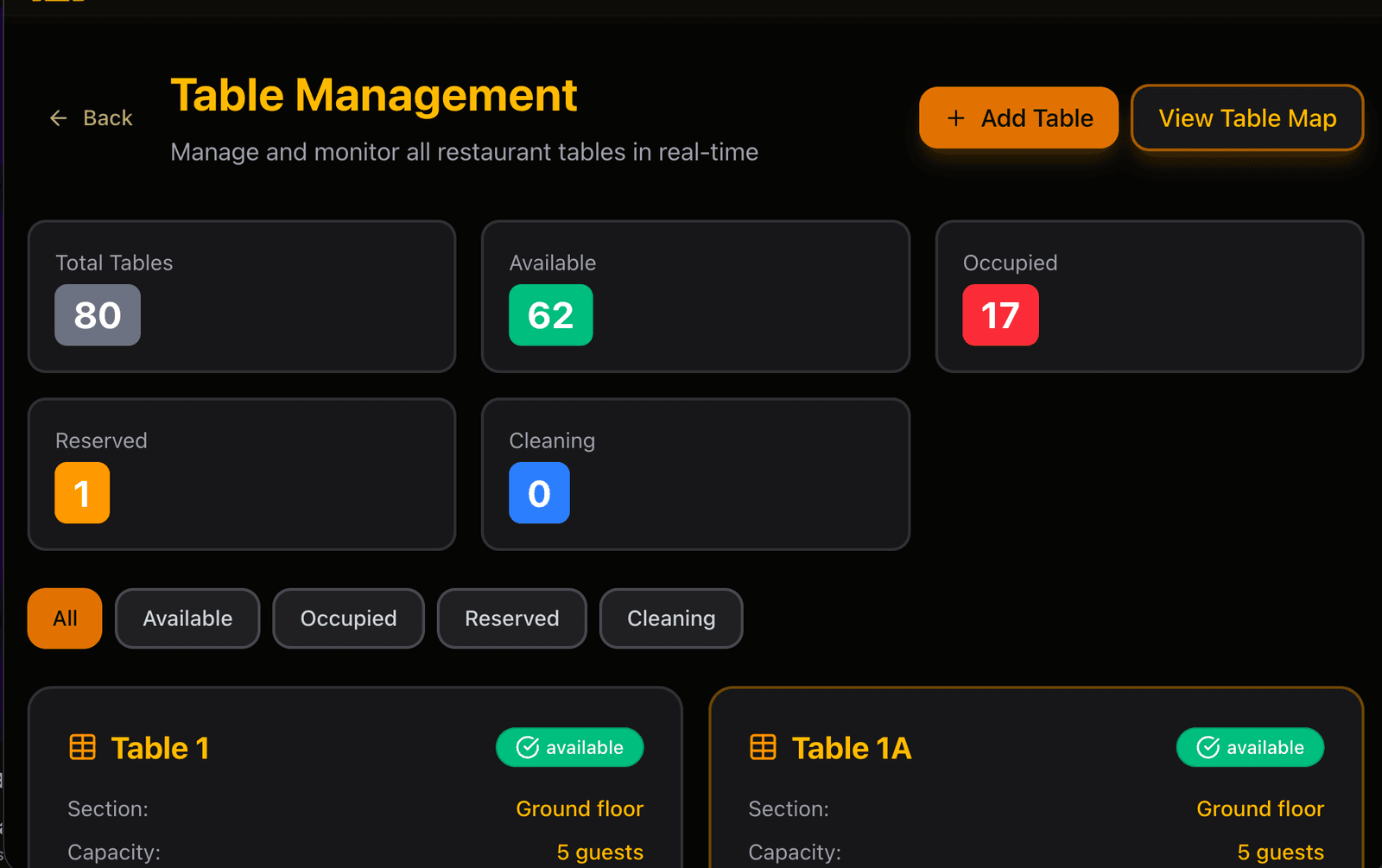 Hostora table management with live availability